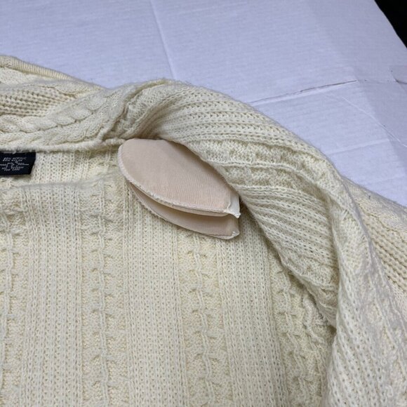 Vintage‎ JJ Browne Cardigan Sweater Womens S Cream Cable Knit Open Front Grandma - Picture 8 of 8